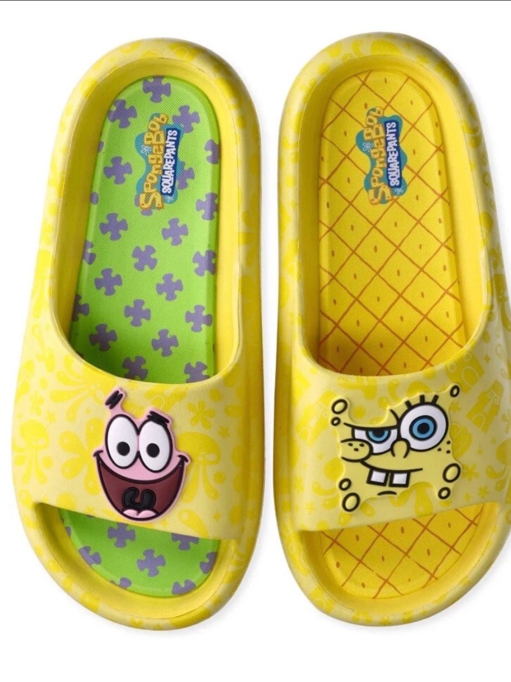 SpongeBob and Patrick Men's Yellow Comfort Slides Sandals Ground Size 11